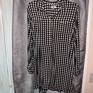 B & W buffalo check shirt dress.